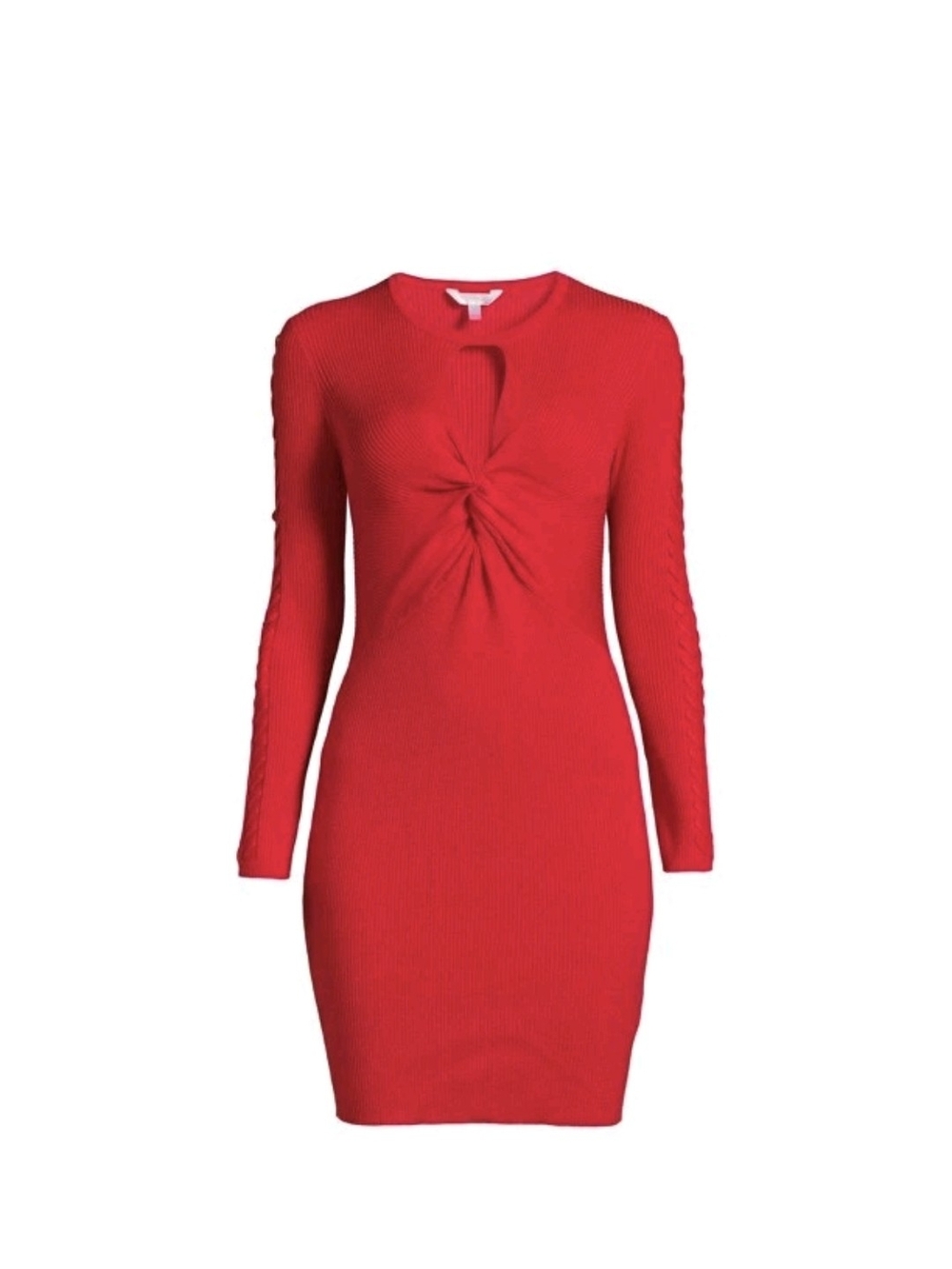 No Boundaries Red Long-Sleeve Twist-Front Knit Dress